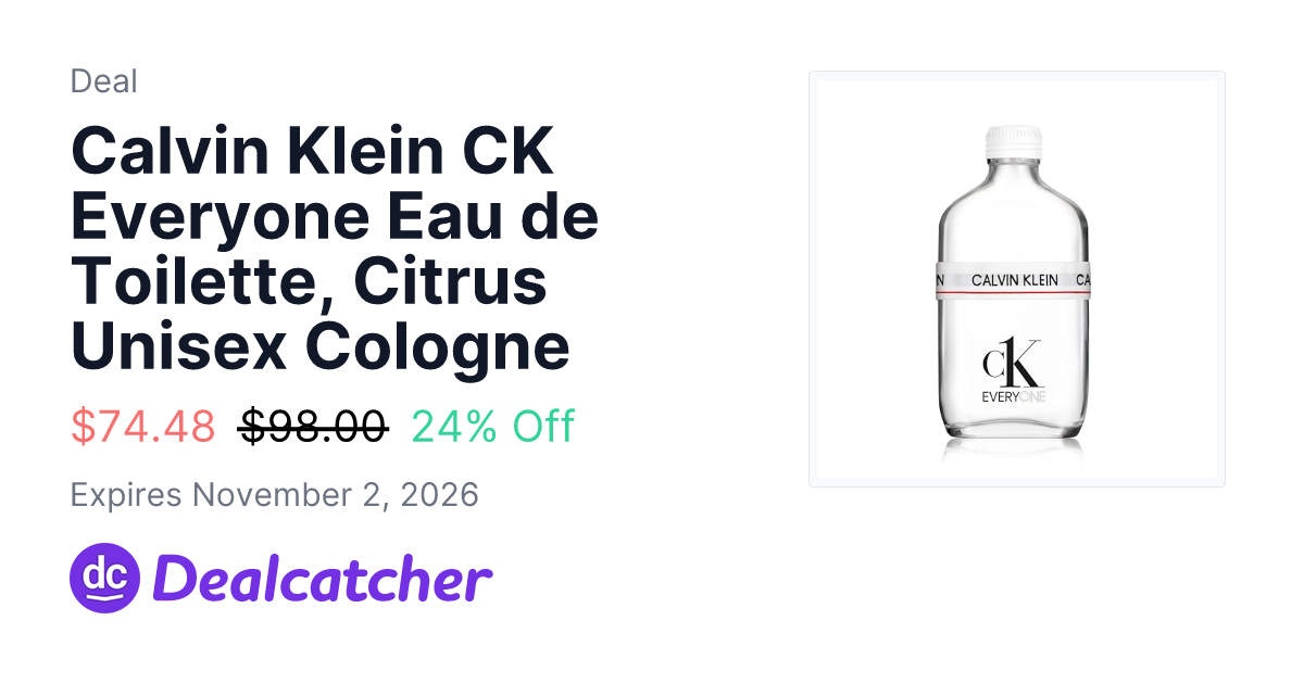 Amazon - Calvin Klein CK Everyone Eau de Toilette, Citrus Unisex Cologne $74.48