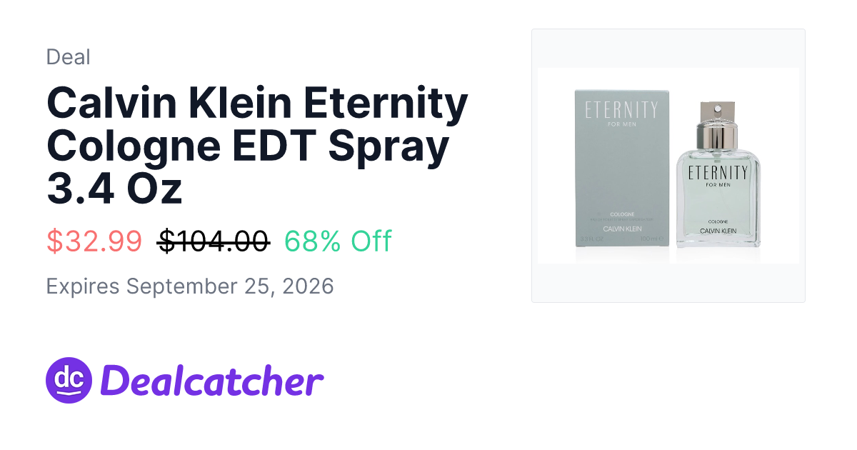 Woot - Calvin Klein Eternity Cologne EDT Spray 3.4 Oz $32.99