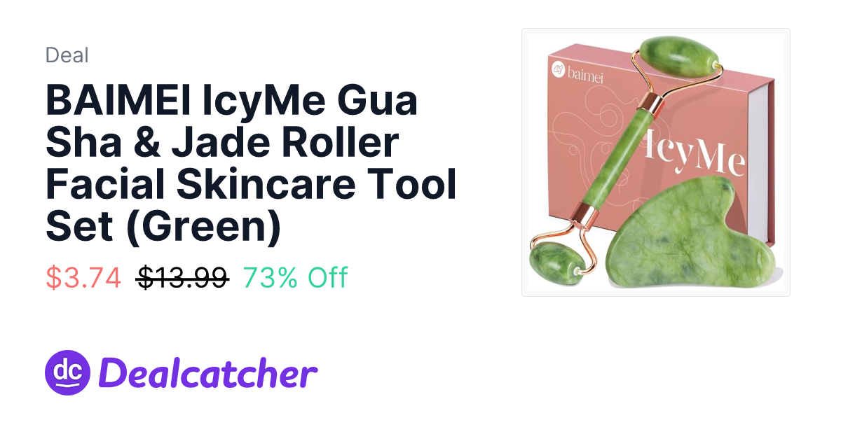 Amazon - BAIMEI IcyMe Gua Sha & Jade Roller Facial Skincare Tool Set (Green) $3.74