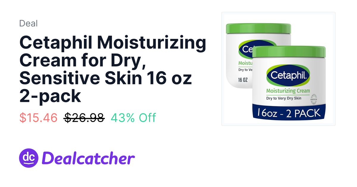 Amazon - Cetaphil Moisturizing Cream for Dry, Sensitive Skin 16 oz 2-pack $15.46
