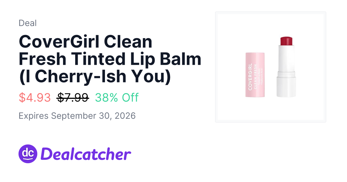 Amazon - CoverGirl Clean Fresh Tinted Lip Balm (I Cherry-Ish You) $4.93
