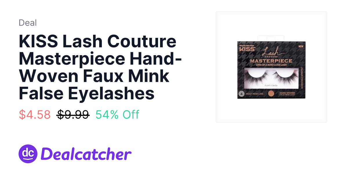 Amazon - KISS Lash Couture Masterpiece Hand-Woven Faux Mink False Eyelashes $4.58