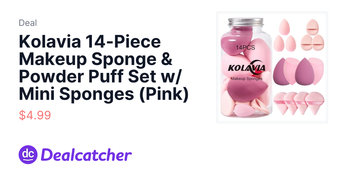 Amazon - Kolavia 14-Piece Makeup Sponge & Powder Puff Set w/ Mini Sponges (Pink) $4.99