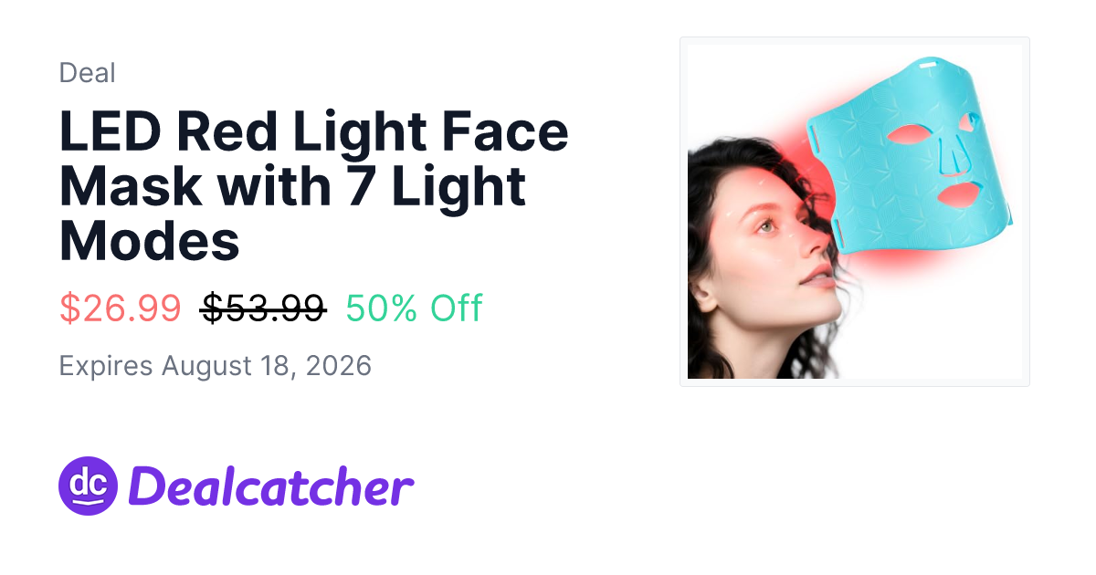 Amazon - LED Red Light Face Mask with 7 Light Modes $26.99