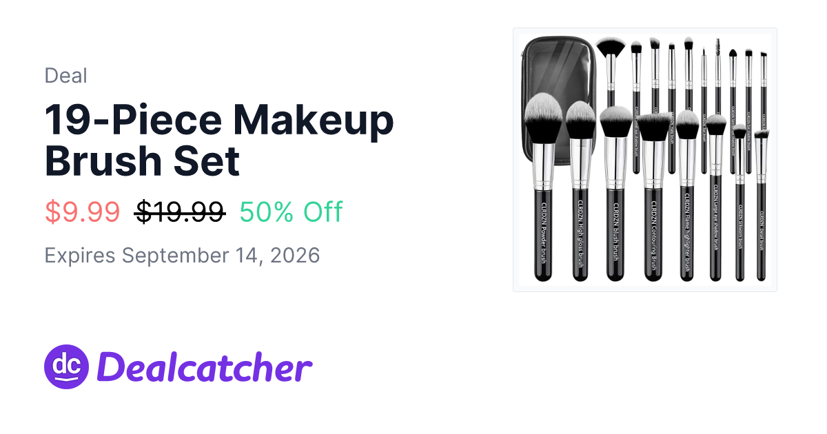 Amazon - 19-Piece Makeup Brush Set $9.99