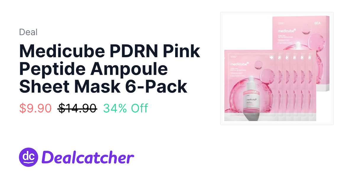 Amazon - Medicube PDRN Pink Peptide Ampoule Sheet Mask 6-Pack $9.89
