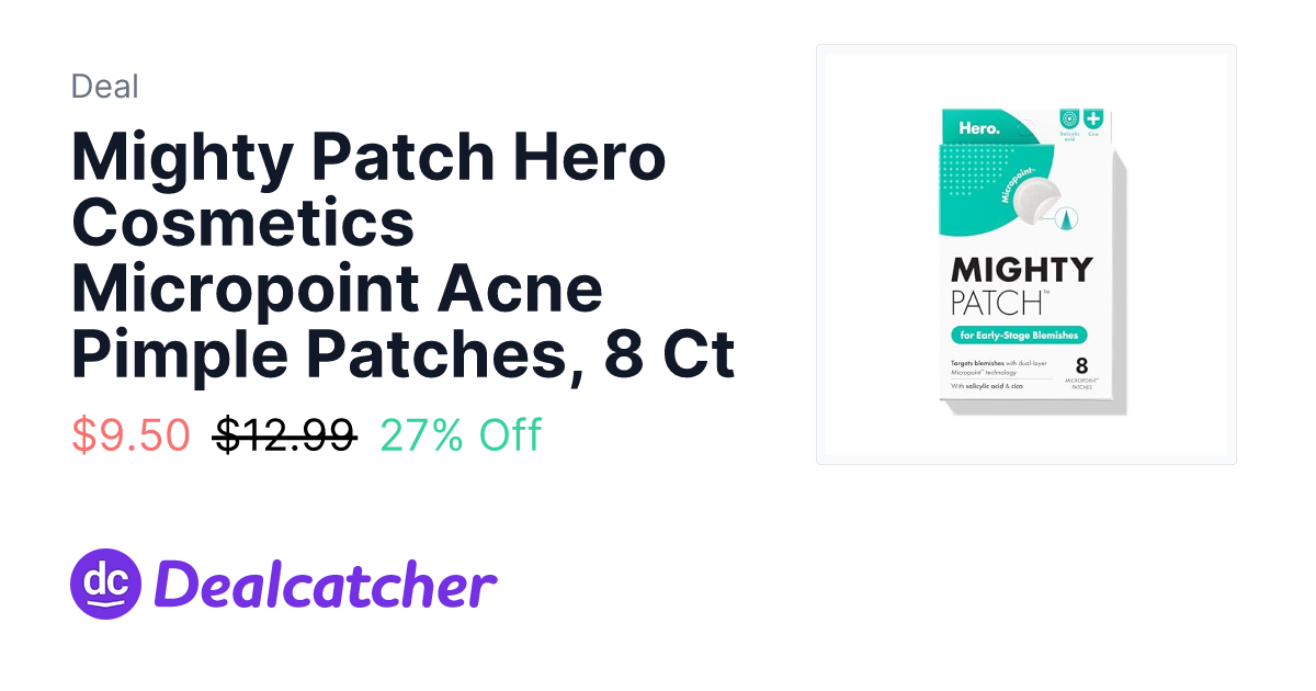 Amazon - Mighty Patch Hero Cosmetics Micropoint Acne Pimple Patches, 8 Ct $9.50
