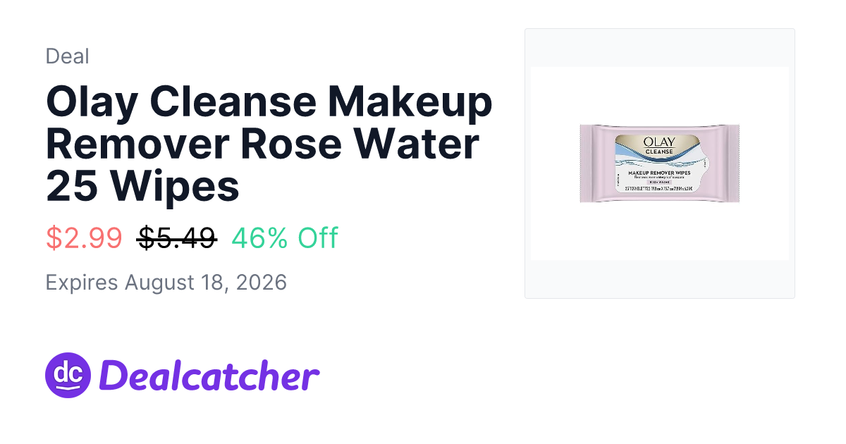 Woot - Olay Cleanse Makeup Remover Rose Water 25 Wipes $2.99