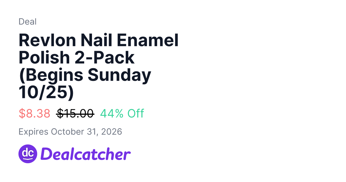 CVS - Revlon Nail Enamel Polish 2-Pack (Begins Sunday 10/25) $8.38