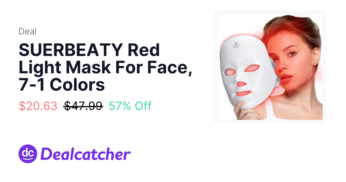 Amazon - SUERBEATY Red Light Mask For Face, 7-1 Colors $20.63