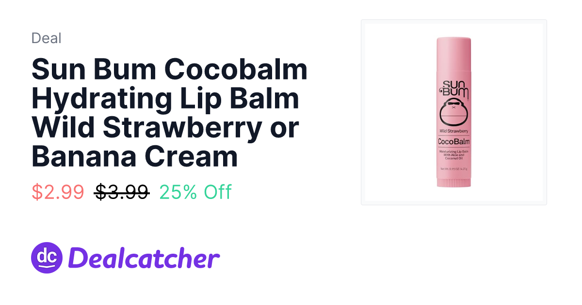 Amazon - Sun Bum Cocobalm Hydrating Lip Balm Wild Strawberry or Banana Cream $2.99