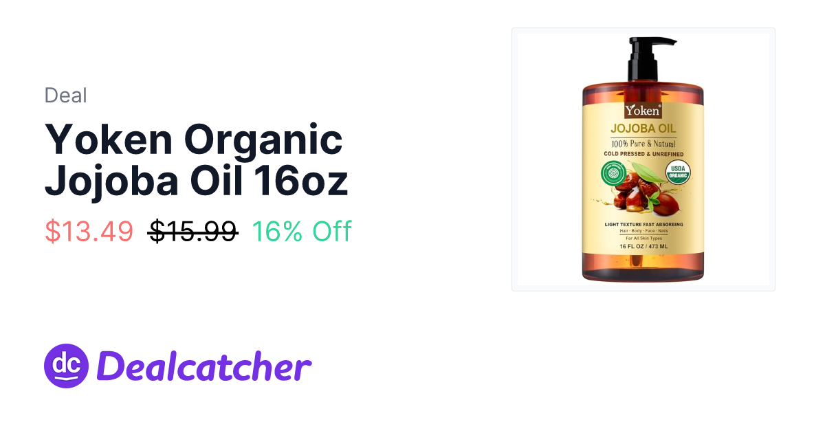 Amazon - Yoken Organic Jojoba Oil 16oz $13.49