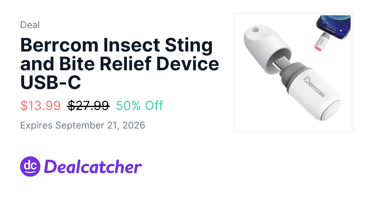 Amazon - Berrcom Insect Sting and Bite Relief Device USB-C $13.99