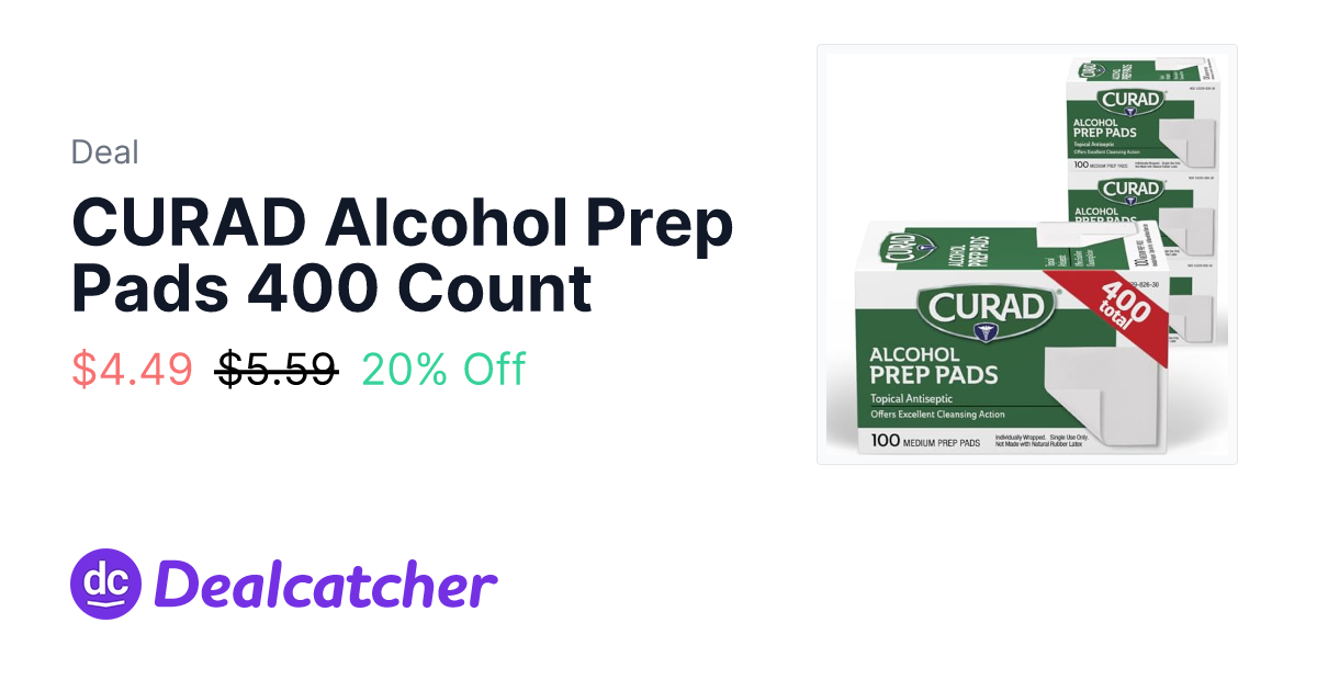 Amazon - CURAD Alcohol Prep Pads 400 Count $4.49