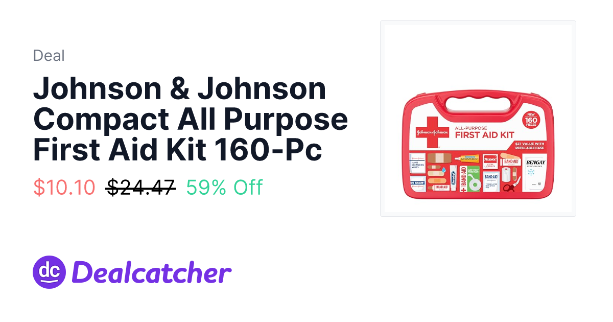 Amazon - Johnson & Johnson Compact All Purpose First Aid Kit 160-Pc $10.10
