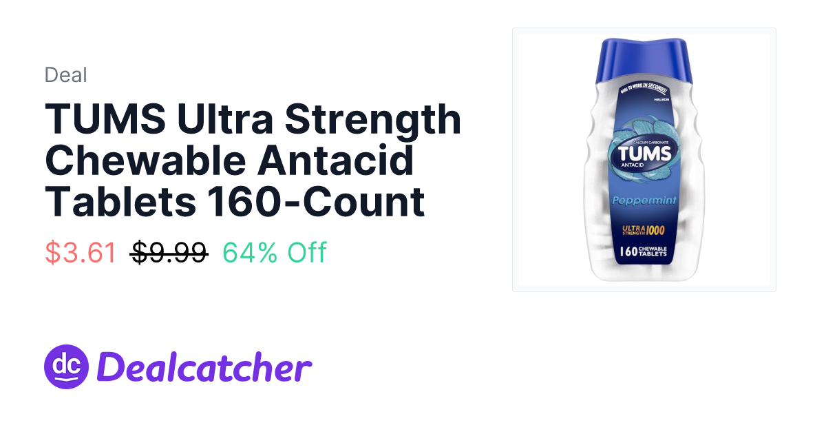 Amazon - TUMS Ultra Strength Chewable Antacid Tablets 160-Count $3.61