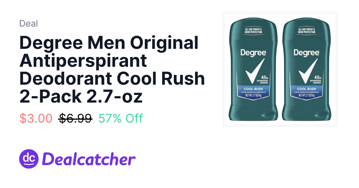 Amazon - Degree Men Original Antiperspirant Deodorant Cool Rush 2-Pack 2.7-oz $3.00
