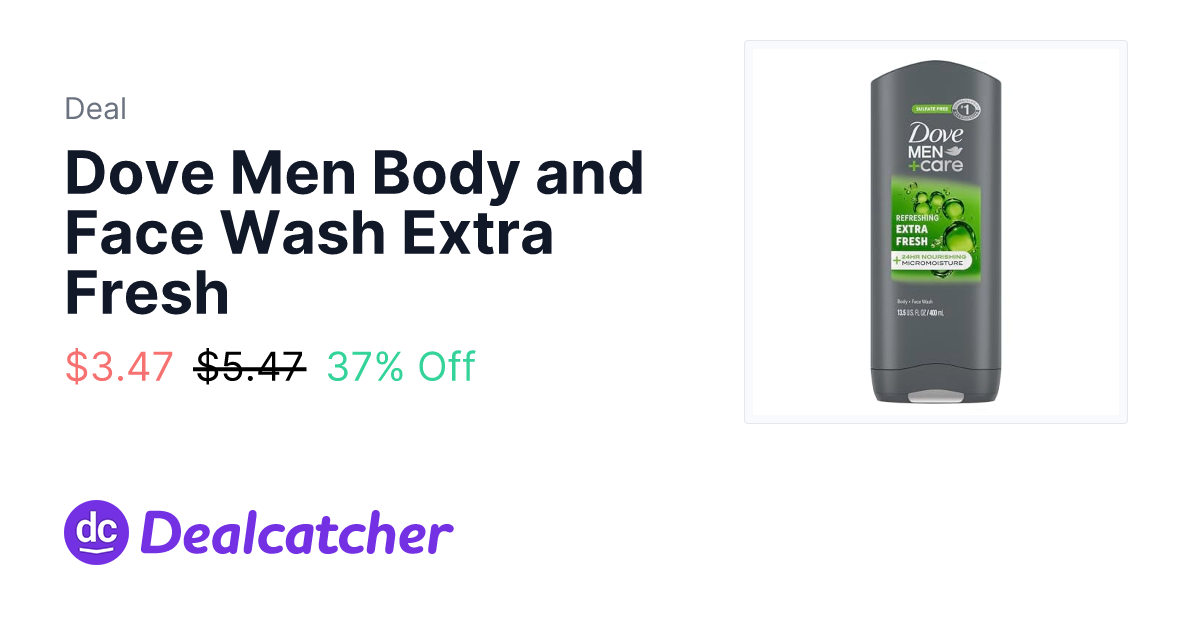 Amazon - Dove Men Body and Face Wash Extra Fresh $3.47