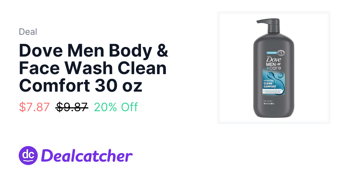 Amazon - Dove Men Body & Face Wash Clean Comfort 30 oz $7.87