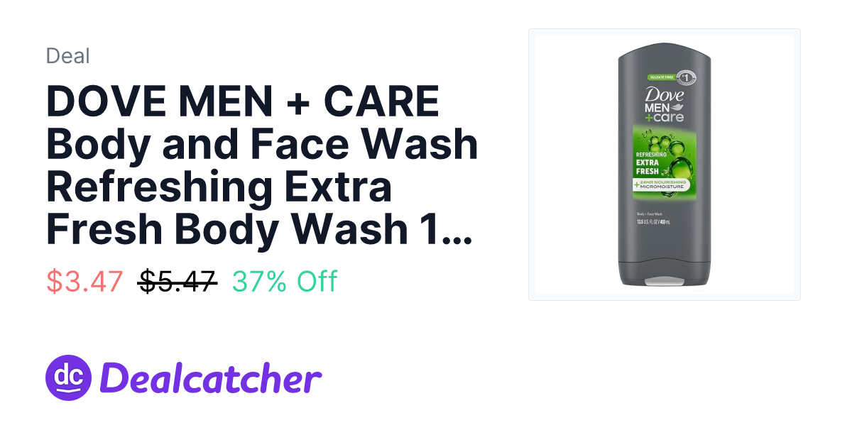 Amazon - DOVE MEN + CARE Body and Face Wash Refreshing Extra Fresh Body Wash 13.5 oz $3.47