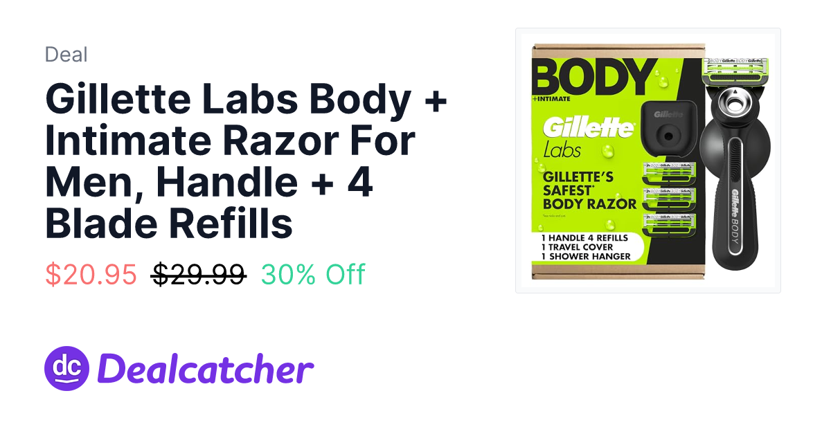 Amazon - Gillette Labs Body + Intimate Razor For Men, Handle + 4 Blade Refills $20.95