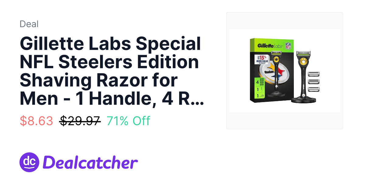 Woot - Gillette Labs Special NFL Steelers Edition Shaving Razor for Men - 1 Handle, 4 Razor Blade Refills & Magnetic Stand (App Deal) $8.63