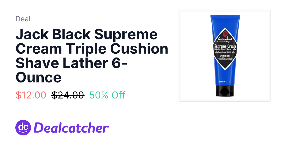 Amazon - Jack Black Supreme Cream Triple Cushion Shave Lather 6-Ounce $12.00