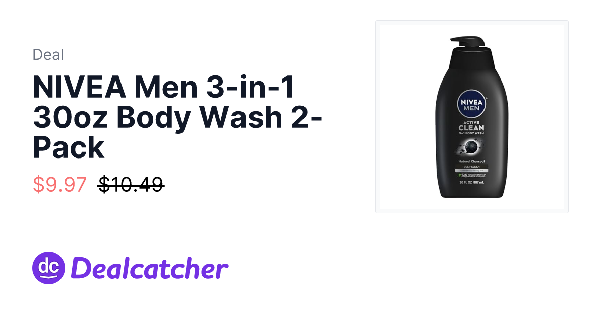 Amazon - NIVEA Men 3-in-1 30oz Body Wash 2-Pack $9.97