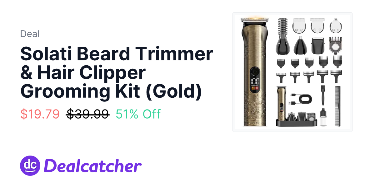 Amazon - Solati Beard Trimmer & Hair Clipper Grooming Kit (Gold) $19.79
