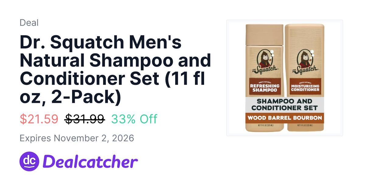 Amazon - Dr. Squatch Men's Natural Shampoo and Conditioner Set (11 fl oz, 2-Pack) $21.59
