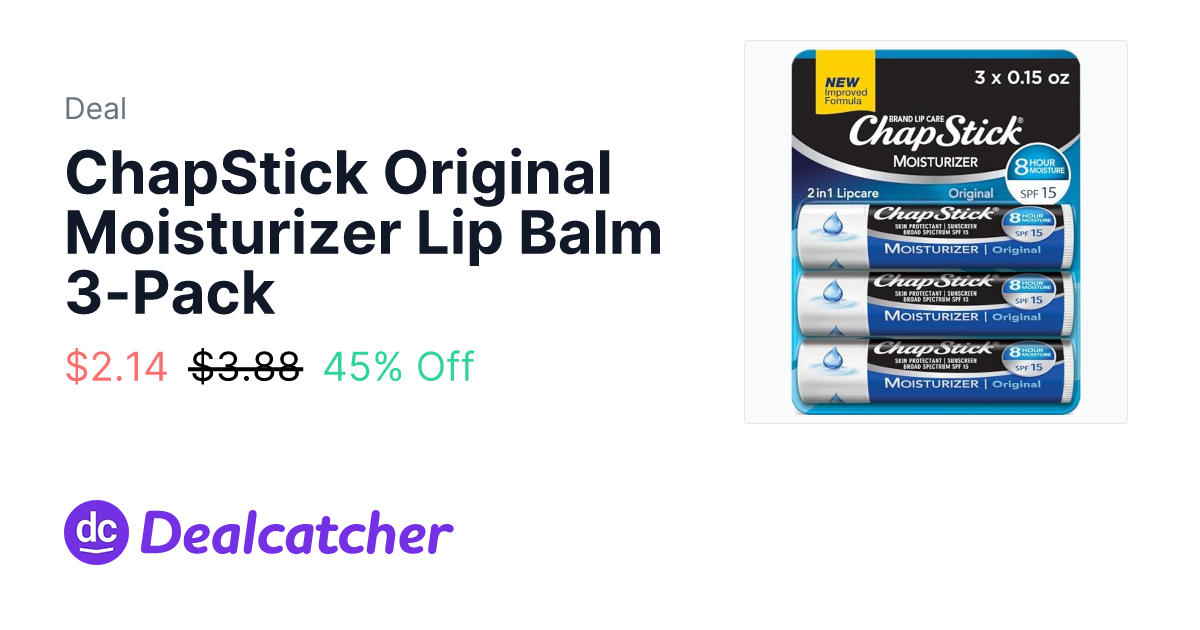 Amazon - ChapStick Original Moisturizer Lip Balm 3-Pack $2.14