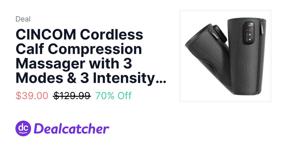Amazon - CINCOM Cordless Calf Compression Massager with 3 Modes & 3 Intensity Levels $39.00