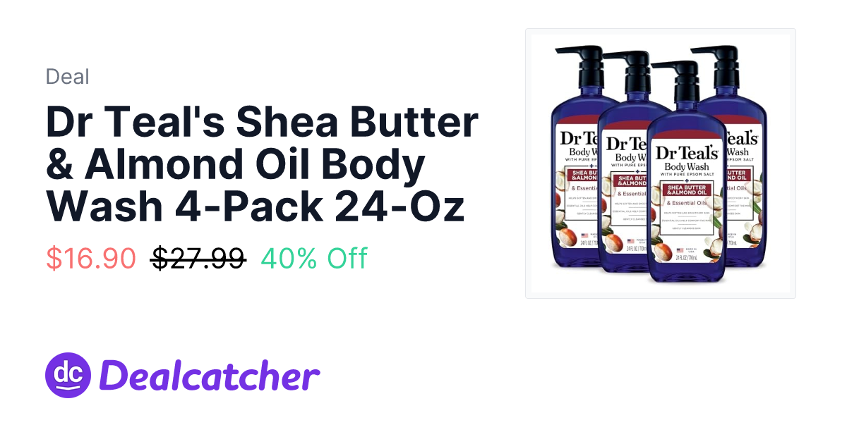 Amazon - Dr Teal's Shea Butter & Almond Oil Body Wash 4-Pack 24-Oz $16.90