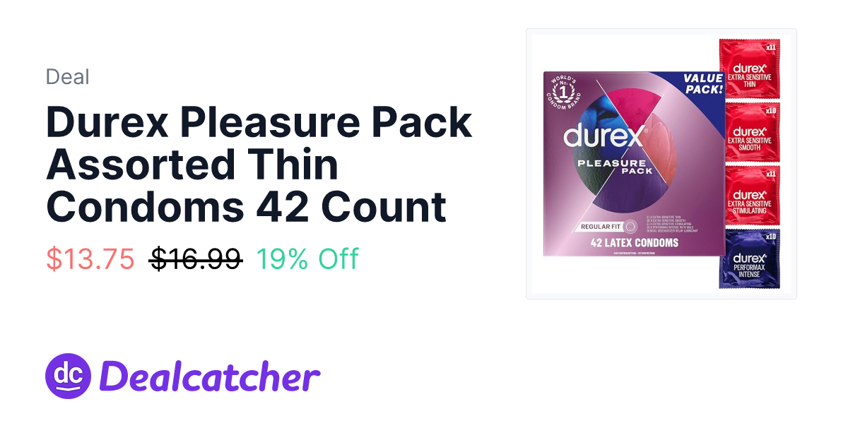 Amazon - Durex Pleasure Pack Assorted Thin Condoms 42 Count $14.16