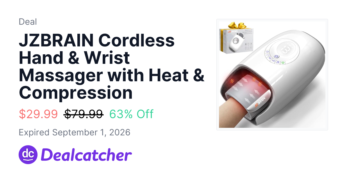 Amazon - JZBRAIN Cordless Hand & Wrist Massager with Heat & Compression $29.99