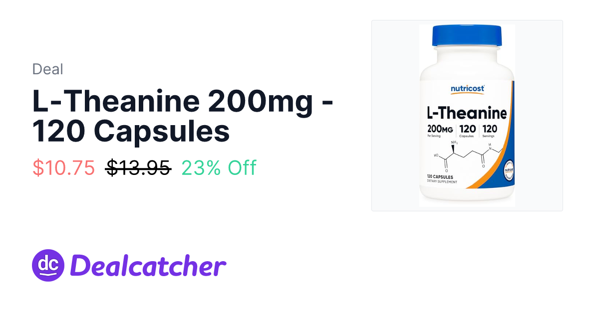 Amazon - L-Theanine 200mg - 120 Capsules $10.75