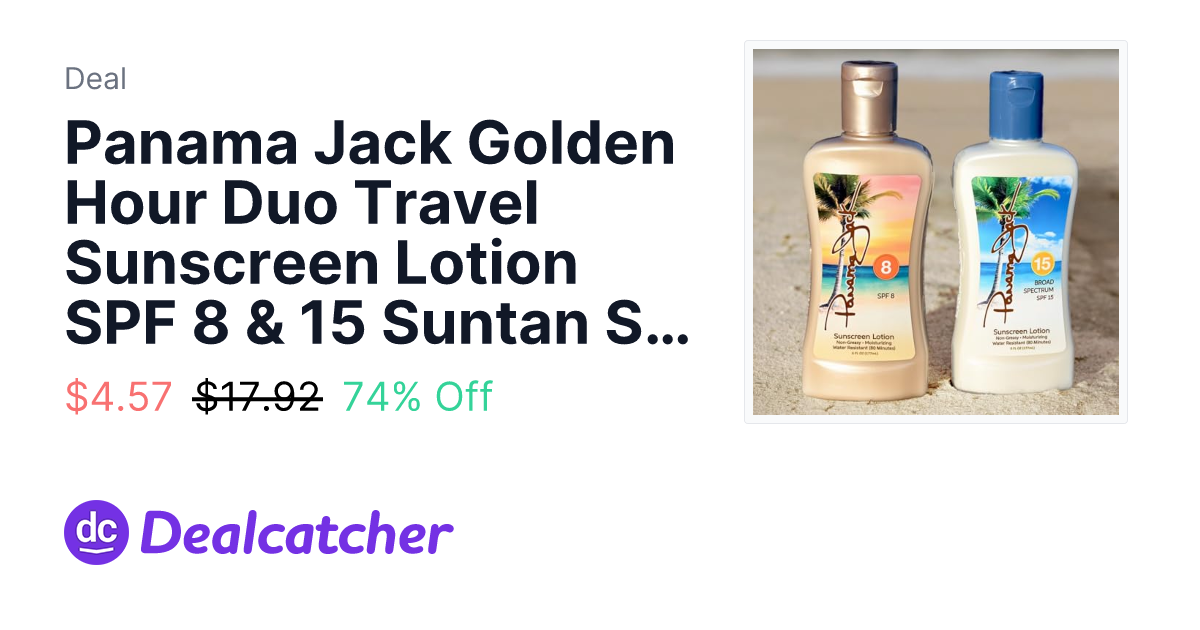 Amazon - Panama Jack Golden Hour Duo Travel Sunscreen Lotion SPF 8 & 15 Suntan Sun Care Pack $4.57