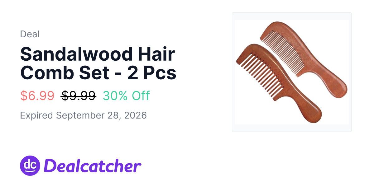 Amazon - Sandalwood Hair Comb Set - 2 Pcs $6.99