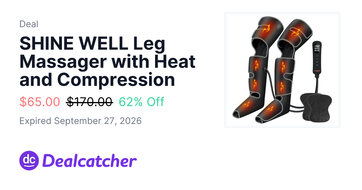 Amazon - SHINE WELL Leg Massager with Heat and Compression $65.00