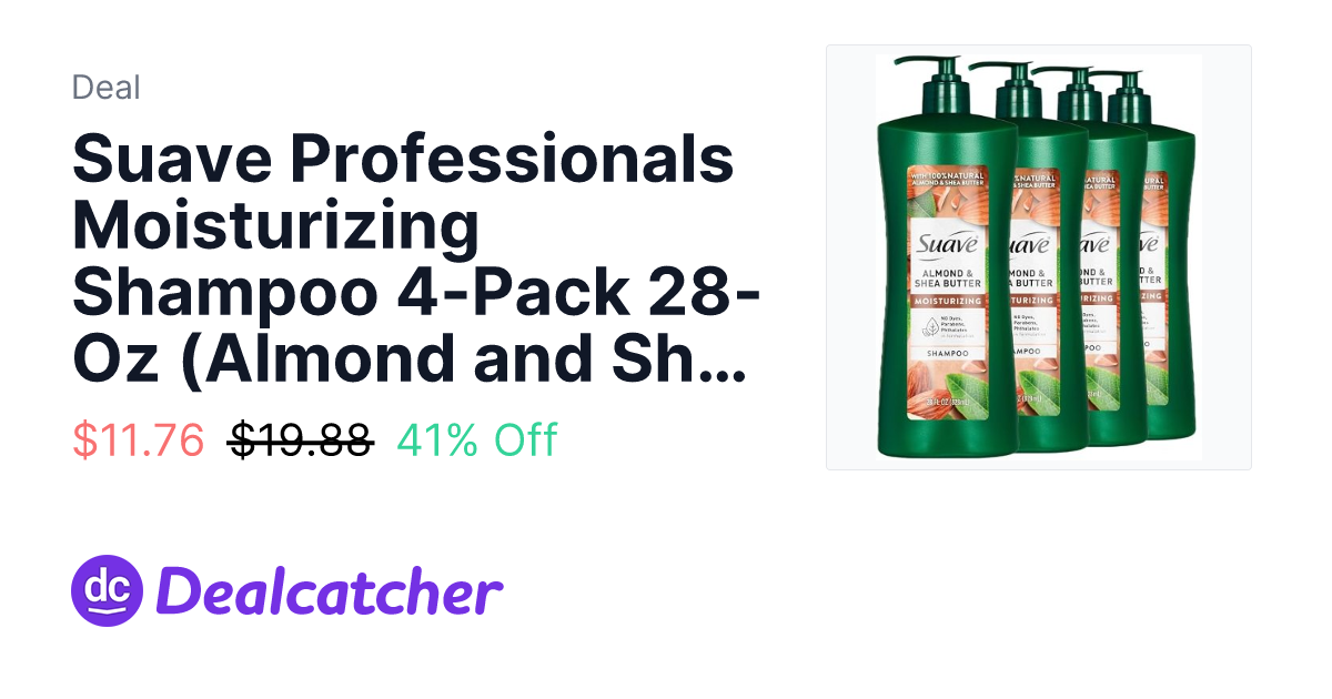 Amazon - Suave Professionals Moisturizing Shampoo 4-Pack 28-Oz (Almond and Shea Butter) $11.76