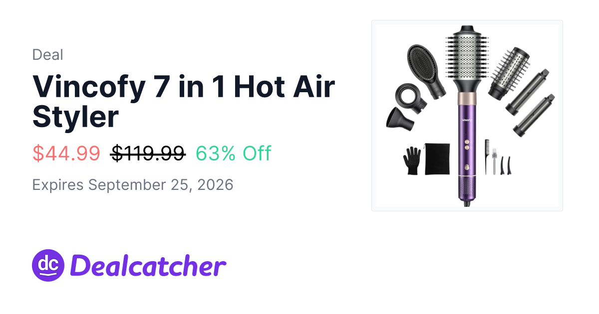 Amazon - Vincofy 7 in 1 Hot Air Styler $44.99