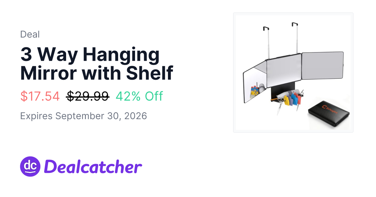 Amazon - 3 Way Hanging Mirror with Shelf $17.54