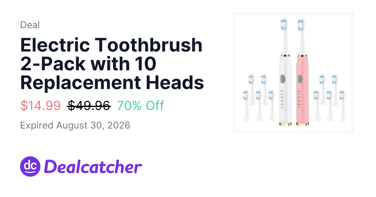 Amazon - Electric Toothbrush 2-Pack with 10 Replacement Heads $14.99