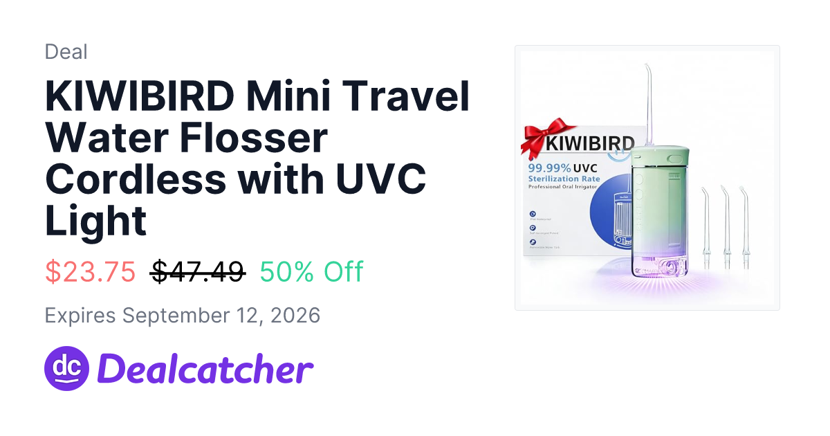 Amazon - KIWIBIRD Mini Travel Water Flosser Cordless with UVC Light $23.75