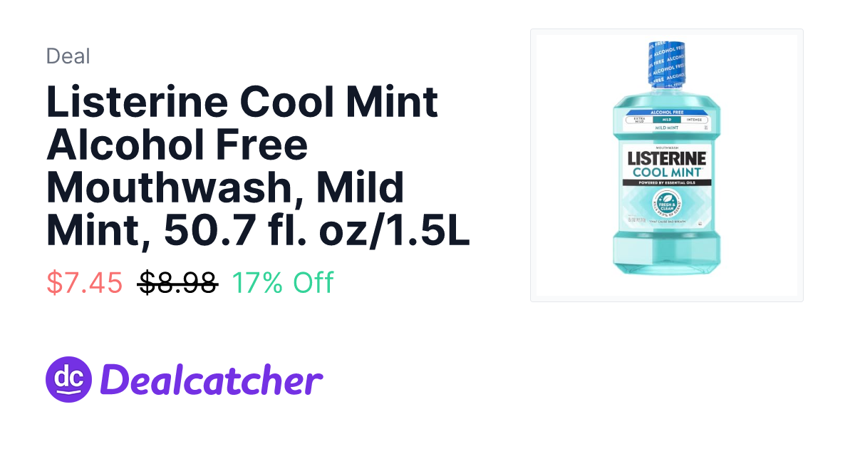 Amazon - Listerine Cool Mint Alcohol Free Mouthwash, Mild Mint, 50.7 fl. oz/1.5L $7.45