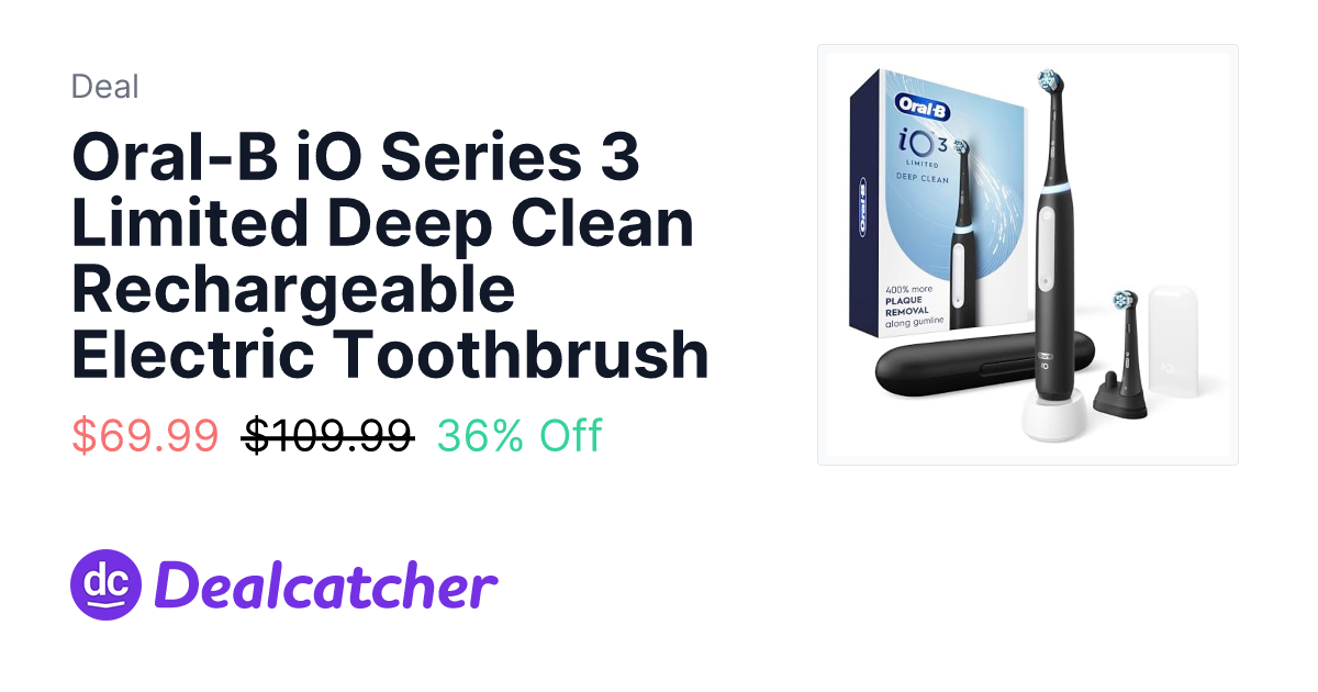 Amazon - Oral-B iO Series 3 Limited Deep Clean Rechargeable Electric Toothbrush $69.99