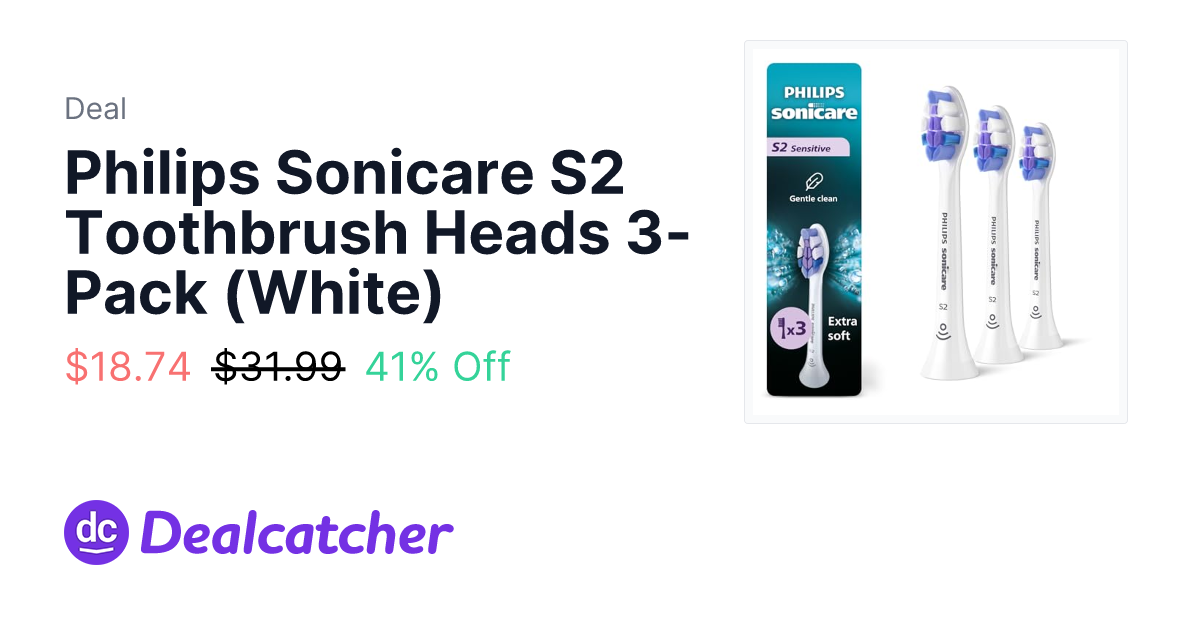 Amazon - Philips Sonicare S2 Toothbrush Heads 3-Pack (White) $18.74