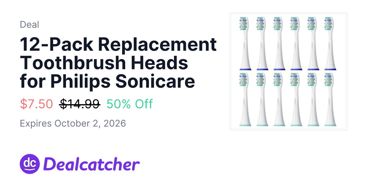 Amazon - 12-Pack Replacement Toothbrush Heads for Philips Sonicare $7.50