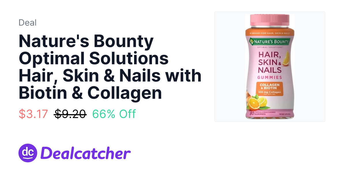 Amazon - Nature's Bounty Optimal Solutions Hair, Skin & Nails with Biotin & Collagen $3.17