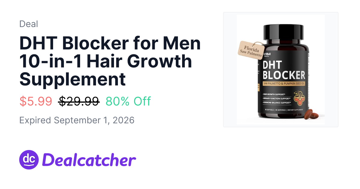 Amazon - DHT Blocker for Men 10-in-1 Hair Growth Supplement $5.99